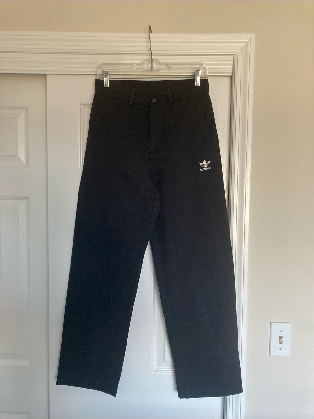 adidas Black Straight-Leg Chinos with Trefoil